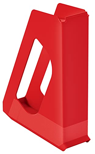 Esselte Revistero A4, Archivador de Escritorio para Catálogos, Folletos, Papeles y Carpetas, Plástico Resistente, Modelo VIVIDA, Rojo, 628217