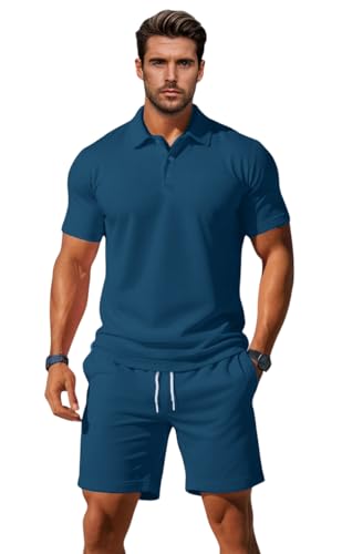 Image of Jawdrobe Co-ord Set for Men - Polo T-Shirt & Shorts Set | Loungewear, Beachwear & Daily Comfort