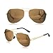LUENX Men Women Aviator Sunglasses Polarized Shades Flexible Spring Hinge - Brown Lens Gold Metal Frame Large 60mm