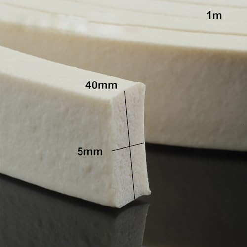 COYOUCO Foam Silicone Rubber Soft Seal Strip Square Sponge Rubber Sealing Gasket,5Mm Thickness,40-50Mm Width,1M Length,40mm