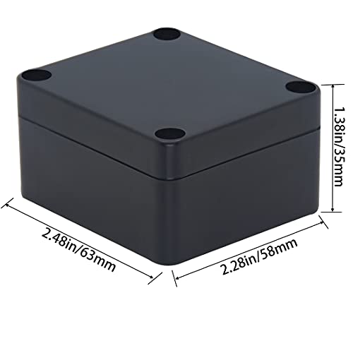 Raculety 2 Pack Project Box IP65 Waterproof Junction Box ABS Plastic Black Electrical Boxes DIY Electronic Project Case Power Enclosure 2.48\"x2.28\"x1.38\" (63x58x35mm) - Thumbnail 2