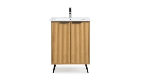 Tennant Brand 24 Inch Liora Single Bathroom Vanity with Intergrated Sink Top (Black Leg)
