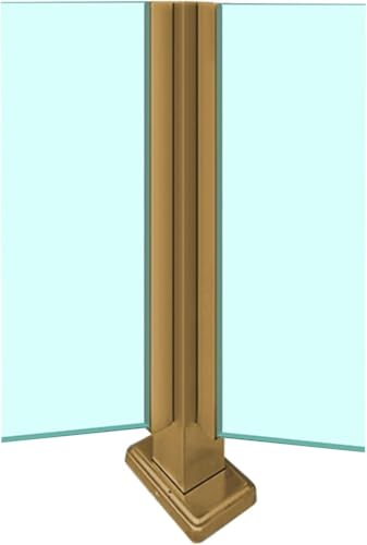Poteau d'angle en verre 85 cm doré avec pince en acier inoxydable