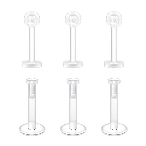 Mayhoop 16G Clous d'oreilles Tragus Helix Transparent Piercing 8mm Acrylic Flexible Helix Piercing Lip Bars Retainers pour Femmes Hommes