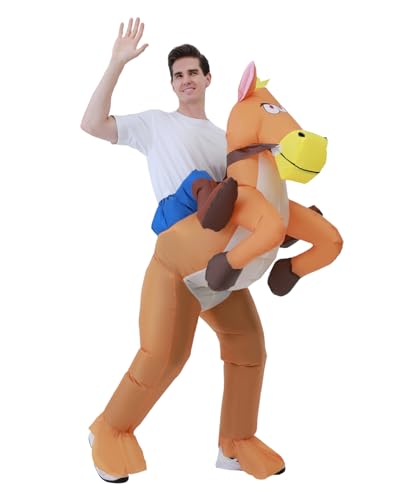 Déguisement cheval gonflable pour adulte - Déguisement cheval unisexe pour Halloween et Carnaval(150-190 cm)- Idéal pour les fêtes,anniversaires et autres célébrations,inflatable horse costume adult