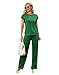 difficort Lounge Sets for Women 2 Piece Outfits Summer Cap Sleeve Tops Wide Leg Long Pants Going Out Casual Outfits Vacation Travel Matching Tracksuit Set,Green,Large
