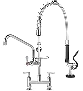 COOLWEST Pre-Rinse Grey Sprayer Head For Commercial Kitchen Sink Faucet, High Pressure Dish Spray Valve Nozzle Replacement Kit For Wall Mount Commercial Faucet