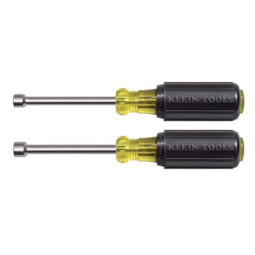 Klein Tools 630M Tool Set, Magnetic Nut Driver Set with Nut Driver Sizes 1/4 and 5/16-Inch, 3-Inch Hollow Shaft, Cushion Grips, 2-Piece