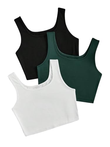 Image of Toochki Women's Knitted Sleeveless Solid Sqaure Neck Ribbed Tank & Crop Tops (Pack of 3)