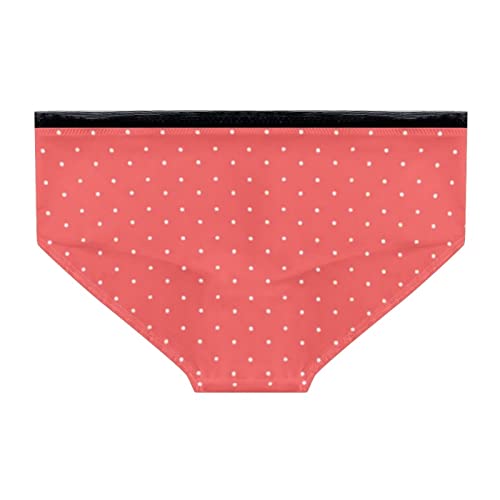 Seanative Women's Pink Polka Dots Print High Waisted Cotton Underwear Soft Breathable Girls Stretch Briefs Panties #TOP3