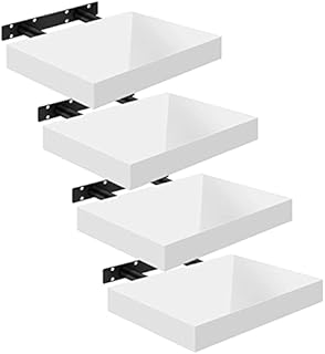 WOLTU High Gloss Floating Shelves,Set of 4 Wall Shelf,CD DVD Storage Corner Shelf, Premium Wooden Shelves for Bedroom LivingRoom kitchen 25x22.9x3.8cm, White, RG9488ws-4