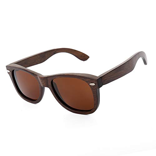 Mini Tree Mens Polarized Sunglasses Replacement for Handcraft Bamboo Vintage Shades For Women (Black, Tea)