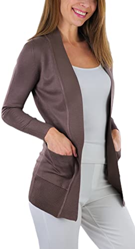 Image of ToBeInStyle Women's Long Sleeve Rib Banded Open Sweater Cardigan