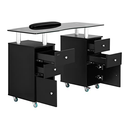 Physa Phy-MT-5 Nageltisch 1.200 x 515 x 810 mm Schwarz Maniküretisch Nagelstudio-Tisch Manikürtisch – Bild 5