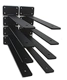 8 Pack - 12 inch Black Hidden L Shelf Bracket (1/5 Inch Thicked) Iron Shelf Brackets, Metal Shelf Bracket, Industrial Shelf Bracket, Modern Shelf Bracket, Metal L Brackets for Shelves Support