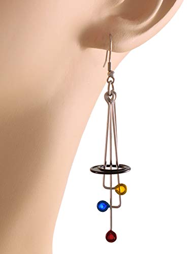 Kinetic Sculpture Inspired Stainless Steel Art Earrings, Modern Abstract Homage3
