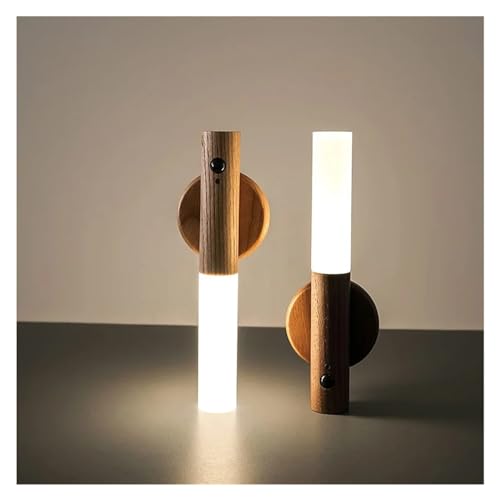 Aplique de pared de madera de nogal con sensor y batería USB 3