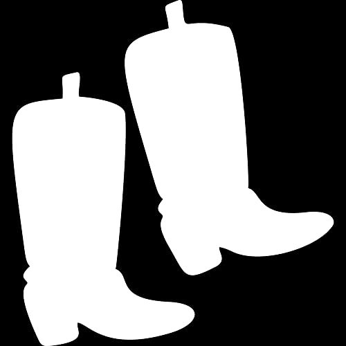 Decal Stickers of Cowboy Boots (White) (Set of 2) Premium Waterproof Vinyl Decal Stickers for Laptop Phone Accessory Helmet Car Window Mug Tuber Cup Door Wall Decoration - ANDVER1c73373WH