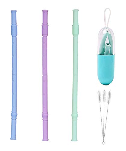 Pajitas reutilizables, pajitas de silicona, alternativa amigable al plástico, apto para lavavajillas, con cepillo de limpieza Cover