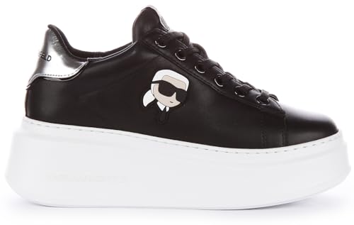 KARL LAGERFELD Anakapri Nft Lo Women's Karl Lace Platform Low Cut Trainers (Black Silver, US 8)2