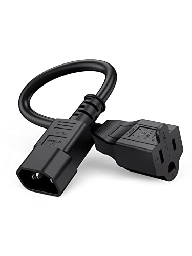 Image of CableCreation 5-Pack 1-Foot NEMA 5-15R to IEC 320 C14 Power Cords, 0.3 M