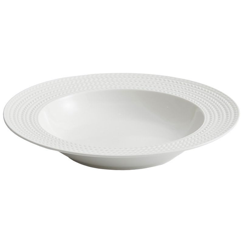Plato llano simple de cerámica para ensalada, cocina, restaurante, plato principal para el hogar, cuenco de sopa blanco puro, vajilla creativa, plato de cena (C, 12 pulgadas)