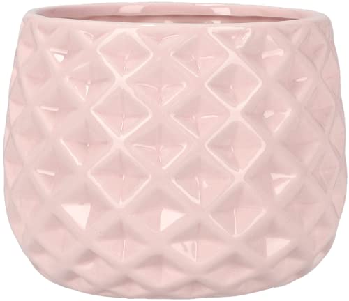 KOTARBAU® Macetero de cerámica, diámetro de 13 cm, para Flores y Plantas, Color Rosa Pastel, Maceta Decorativa, Redonda, Diseño geométrico y Minimalista, Cerámica esmaltada Brillante