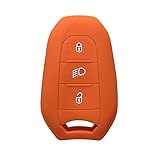 Venus-David Silicone Remote Key Cover Shell Car Key Case Cover Fob Key Bag, Fit For 5008 DS5 DS6 Peugeot 208 DS3 Citroen C4 C5 X7,Orange
