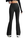 COPYLEAF Flare Leggings for Women High Waist Yoga Pants with Pockets Tummy Control Workout Gym Bootcut Leggings(Black XL)
