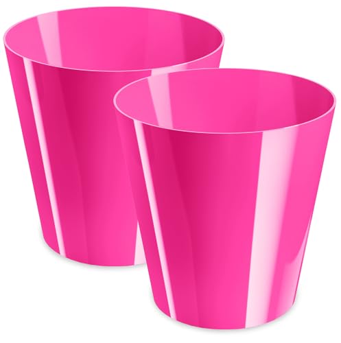 PECZEKO Pot de fleurs en plastique brillant pour grandes et petites plantes, lot de 2 pots de fleurs, pots de fleurs et pots à herbes (lot de 2) fuchsia, ø 8 cm
