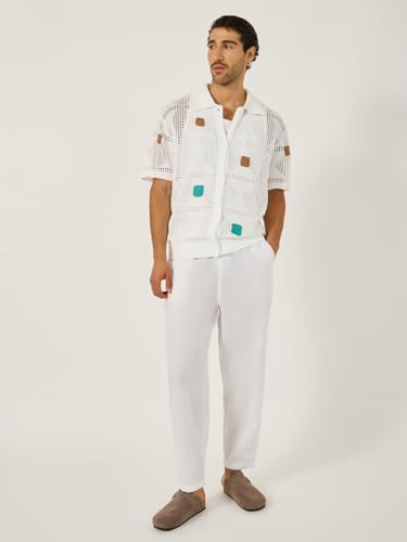Image of Styli Men Solid Linen Blend Balloon Fit Trousers