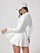 Tennis Dress for Women Long Sleeve Athletic Dress with Built in Shorts Golf Dress Workout Dresses with Pockets White S
