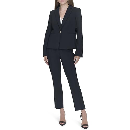 H HALSTON Women's One Button Short Office Workwear Blazer2