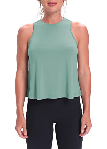 Image of Mippo Crop Tops for Women Womens Workout Tops Flowy Cropped Tank Tops Athletic Shirts