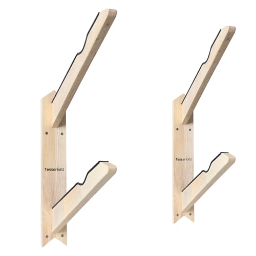 Tesserionz Surboard Racks for The Wall, Shortboard Skimboard& Longboard Sturdy Wood Surf Board Wall Hanger Holder Mount arm Storage Surf Paddle Display Stand Indoor or Outdoor