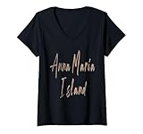 Photo Gallery donna anna maria island florida vintage design elegante maglietta con collo a v Photo Gallery donna anna maria island florida vintage design elegante maglietta con collo a v