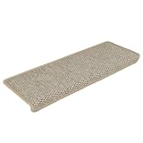 Mangloder - Tappetini autoadesivi per scale, effetto sisal, 15 pezzi, 65 x 21 x 4 cm, colore verde chiaro, antiscivolo, fonoassorbente, antigraffio, lavabile, per scale in legno, scale a spirale