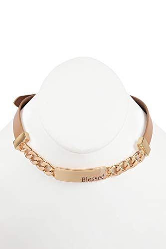 Image of RIAH FASHION Inspirational Message Quote Engraved Bar Metallic Tag Bracelet - Lettering Cuff Bangle Christian Bible Religious, Amazing Grace, Blessed, Faith Prayer
