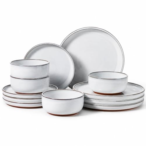 HaWare 12-Piece Dinnerware Set for 4, Plates and Bowls Dishes Set for Home