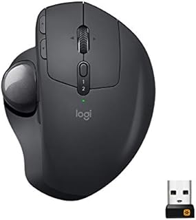 Logitech MX Ergo Wireless Trackball Mouse Adjustable Ergonomic Design, Control and Move Text/Images/Files Between 2 Windows and Apple Mac Computers (Bluetooth or USB), Rechargeable, Graphite - Black