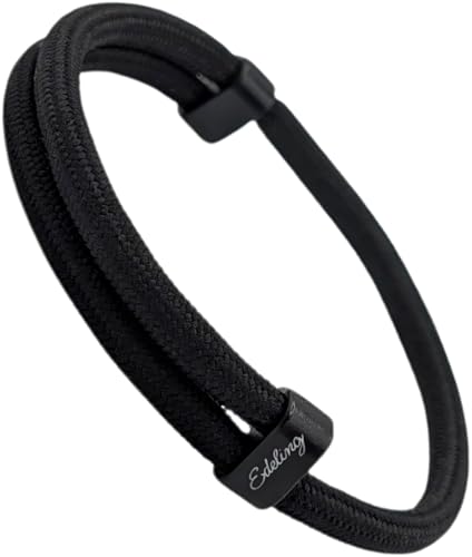 Paracord Armband Herren & Damen - Minimalistisch, Surfer, Outdoor & Segeltau Style - verstellbare Armbänder für Männer, Frauen, Pärchen, Jungs, Mädchen - Surferarmband, Stoff (schwarz)
