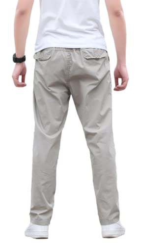 Mens Lightweight Full Elastic Waist Twill Drawstring Casual Pants2