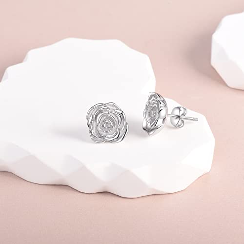 925 Sterling Silver Rose Flower Earring Plated Rose Gold Earrings Jewelry Gifts for Women Teens4