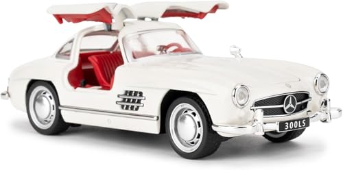 Image of BlackZone 1955 Marcedes- 300sl Vintage Model, 1 /24 Toy Car with Sound and Light Function, Children's Toy Model Car with Pullback Function, Collector's Quality (1:24 White)