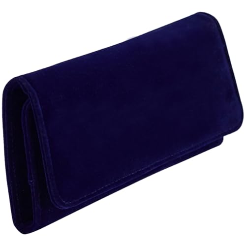 Toyvian Estuche Enrollable para Joyas de Viaje Terciopelo Antelina Azul Oscuro Organizador Portátil Multifuncional para Collares Pendientes y Anillos Bolsa Compacta y Ligera de
