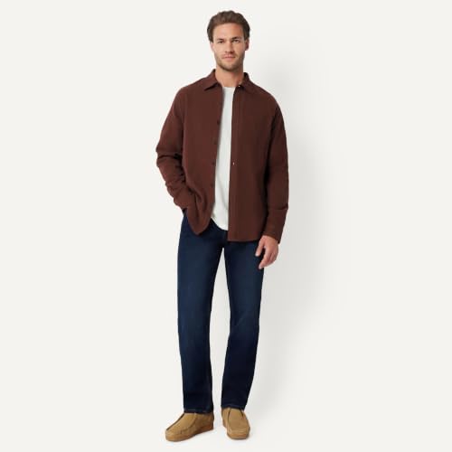 Image of Amazon Essentials Men's Regular Fit Long-Sleeve Flannel Shirt, Soft Brushed Cotton, Lightweight yet Warm