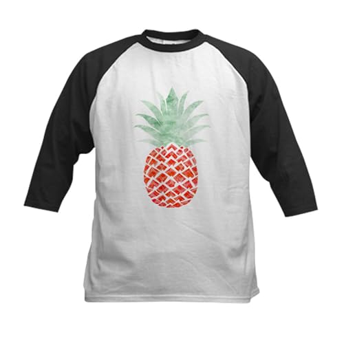 CafePress Red Orange Green Pineapple Cute Wo Baseball Jersey Kids Cotton Baseball Jersey, 3/4 Raglan Sleeve Shirt
