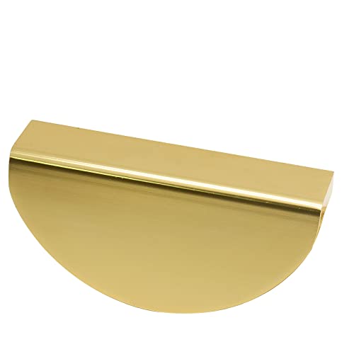 Jiozermi 4 Packs Half Moon Cabinet Pulls, 2 1/2 Inch Drawer Pulls, Semicircle Pulls, Solid Brass Hardware Pulls, Gold (Total Length: 3.07") #TOP4
