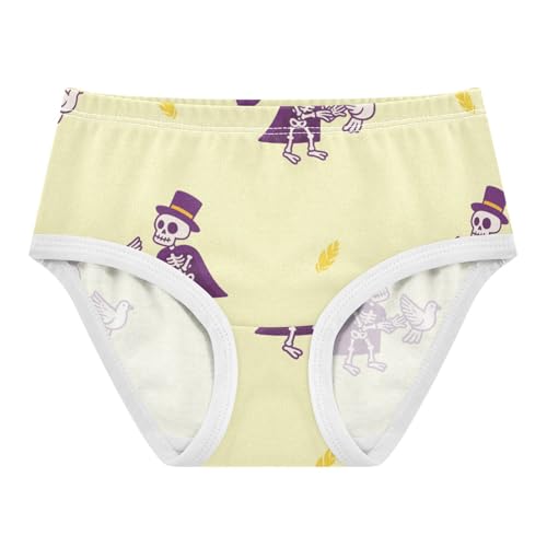 Girls' Underwear Cute Skull Magic Buffalo Check Plaid Yellow Toddle Brief Panties 2302047