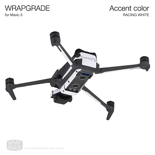 Image of WRAPGRADE Partial Skin Stickers for DJI Mavic 3 / Mavic 3 Classic Accent Color (Racing White)